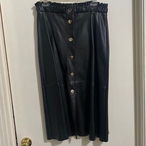 Faux leather midi skirt